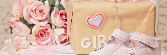 image of pink flowers with baby girl gift for new baby flowers